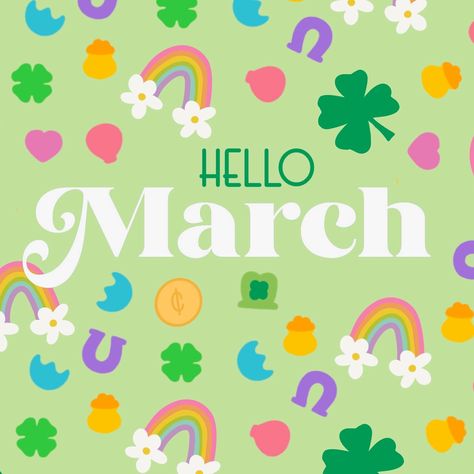 Hello March #march #lucky #luckycharms #hellomarch #illustration March Clipart, March Aesthetic, March Baby, Hello March, Spring Fling, Calendar Design, Summer Wallpaper, Birth Month, Happy Birthday