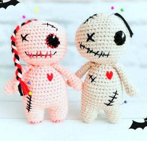 Halloween Voodoo Doll Crochet Pattern Roundup! - AmVaBe Crochet Crochet Voodoo Doll, Crochet Voodoo, Cute Voodoo Doll, Custom Stuffed Animal, Crochet Cactus, Halloween Crochet Patterns, Halloween Toys, Voodoo Doll, Voodoo Dolls