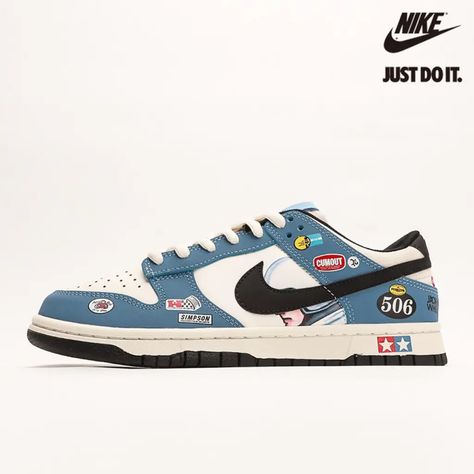 Nike SB Dunk Low Racing Buggt Sand Scorchrc University Blue Black TG1391-506 Mike Sb Dunk Low, Nike Sb Dunk Outfit, Nike Collaboration, Sb Nike, Nike Sb Shoes, Sb Dunks, Nike Shoes Girls, Racing Shoes, Pretty Shoes Sneakers