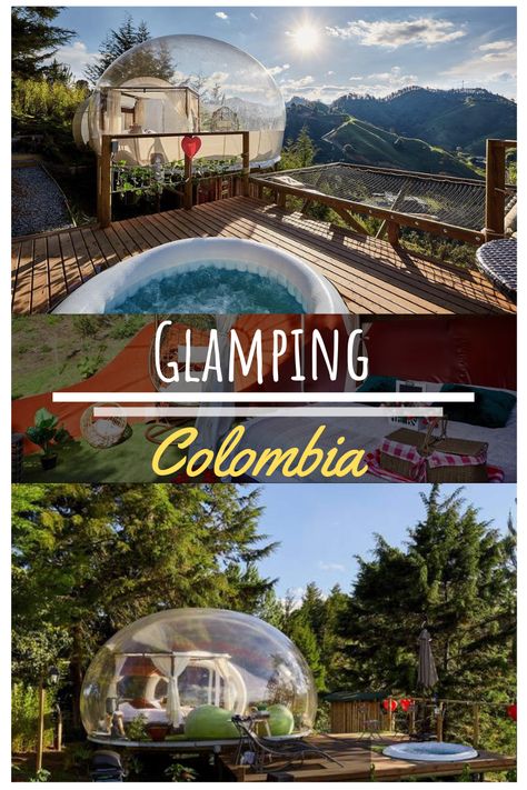 Glamping, es el “camping glamoroso” que también en Colombia disfruta de una creciente popularidad. Hoteles de de burbuja o tiendas de lujo espaciosas y confortables.¿Cuál es el mejor lugar para disfrutar del camping al aire libre en Colombia?  #colombia #viaje #viajar #travel #americadelsur Glamping Colombia, Bubble Hotel, Glamping Luxury, Tents Camping Glamping, Hotel Secrets, Backpacking South America, Backpacking Asia, Colombia Travel, Camping Glamping