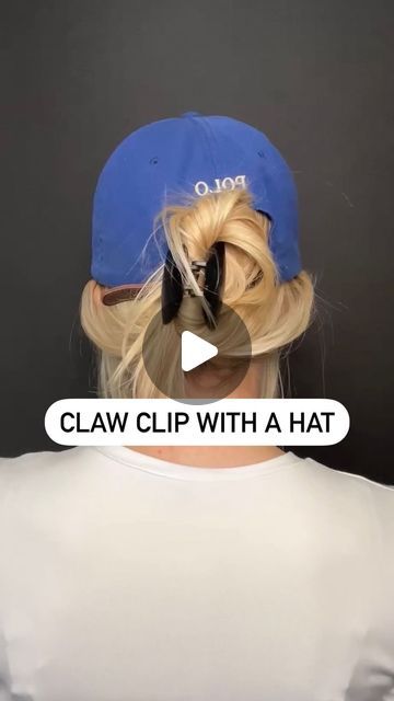 Claw Clip With Hat, Hat Claw Clip, Hairstyles With A Hat, Hairstylist Education, Claw Clip Hairstyle, Clip Hairstyle, Clip Hairstyles, Hair Tutorials, Tag Someone Who