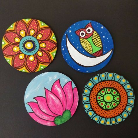 Handpainted coasters ,#crafts2dio #coaster #handpainted #diy Handpainted Coasters, Hand Painted Coasters, Painted Coasters, Art Coasters, Coaster Crafts, Coaster Art, Diy Wall Art Decor, Hand Painted Jewelry, Diy Coasters