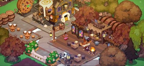 Cookie Run Kingdom Fall Layout, Cookie Run Kingdom Village Ideas, Cookie Run Kingdom Layout Ideas Cute, Cookie Run Kingdom Layout Aesthetic, Aesthetic Cookie Run Kingdom Layout, Cookierun Kingdom Layout, Cozy Inn, Pirate Cookies, Kingdom City