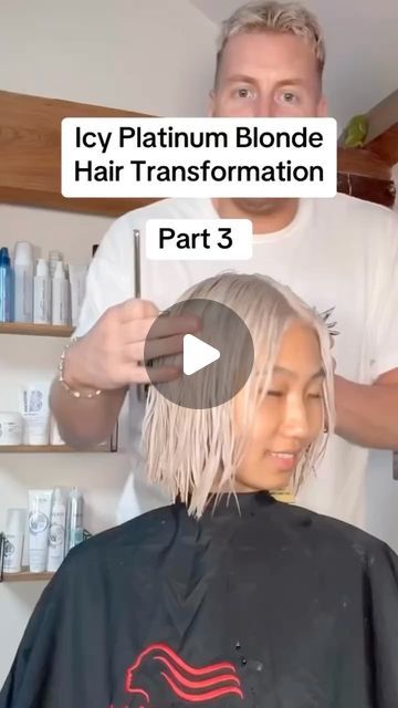 Wella Education on Instagram: "✨ PART 3: Icy Platinum Blonde Transformation! @jhair_stylist takes a natural level 3 to a stunning blonde with the help of #Blondorplex and #Illumina! 👇

Day 2 #PROformula:
Illumina 10/81 + 9/60 + 6 vol

Want to take a level 3 to a level 10? Hit the link in our bio to sign up for our #Blonding courses, or head over to our YouTube @WellaEducation for all the Blonding tips & tricks you could ask for! 🔗

Model: @ada_kai 🖤

#WellaHair #WellaLife #WellaEducation #StylistsSupportingStylists" How To Get Platinum Blonde Hair, Wella Education, Icy Platinum Blonde Hair, Blonde Transformation, Wella Illumina, Blonde Hair Transformations, Icy Blonde Hair, Wella Hair, Icy Blonde