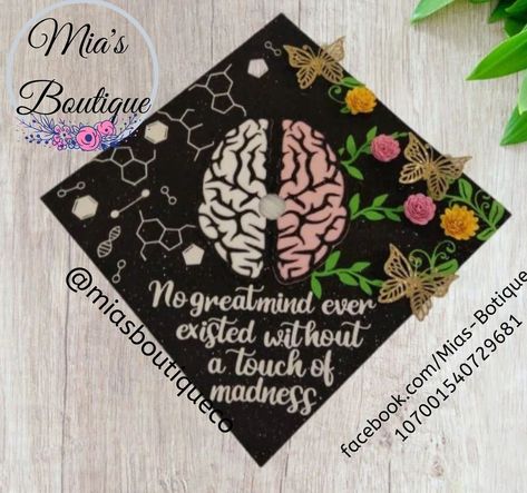 Psychology Brain Graduation Cap Graduation soon? What better way to celebrate your special day with a decorated cap topper. Many of you have contacted me wanting to rush your orders this listing is for a rush order for the cap in the photo that will be completed and shipped with a faster processing time. If you are interested in a different cap design to be rushed message me prices for rush order vary per design and date needed. * Size: 9.5 by 9.5 inches with a precut tassel hole in the center ( Beetlejuice Graduation Cap, Psychology Major Graduation Cap, Psychology Graduation Cap, Psychology Graduation, Glitter Graduation Cap, Flower Graduation Cap, Flower Graduation, College Grad Cap Ideas, Cap Graduation