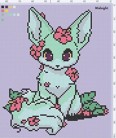 Pixel Art Pattern Anime, Anime Cross Stitch Patterns, Pokemon Cross Stitch Patterns, Modele Pixel Art, Piskel Art, Easy Pixel Art, Pixel Art Templates, Pixel Crochet, Pixel Art Grid