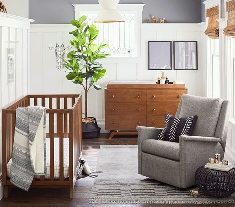 Nurseries Ideas, Modern Nursery Room, Modern Baby Furniture, Brown Crib, Elm Furniture, West Elm Furniture, Neutral Nurseries, Glider And Ottoman, Nursery Girl