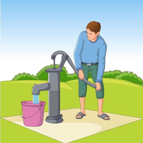 Man using hand pump graphic vector illus... | Premium Vector #Freepik #vector #water #water-hand #water-pump Water In Hands Drawing, Water Activities Preschool, Colouring Drawing, Fun Phonics Activities, Hand Water Pump, Banner Png, Alucard Mobile Legends, Alcohol Ink Crafts, Ink Crafts