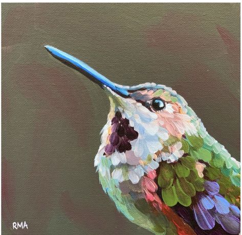 Diy Hummingbird Painting, Hummingbird Oil Painting, Humming Bird Painting Acrylics, Hummingbird Painting Acrylic, Bird Painting Acrylic, Animal Paintings Acrylic, Hummingbird Painting, Hummingbird Art, Bird Painting