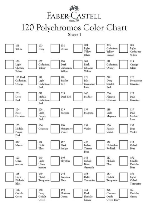 Faber-Castell Polychromos 120 Color Chart sheet 1 (Empty) by Kaleidooscope Polychromos Color Chart, Chart Sheet, Blending Colored Pencils, Swatch Book, Faber Castell Polychromos, Easy Coloring, Coloring Tips, Colored Pencil Techniques, Coloring Tutorial