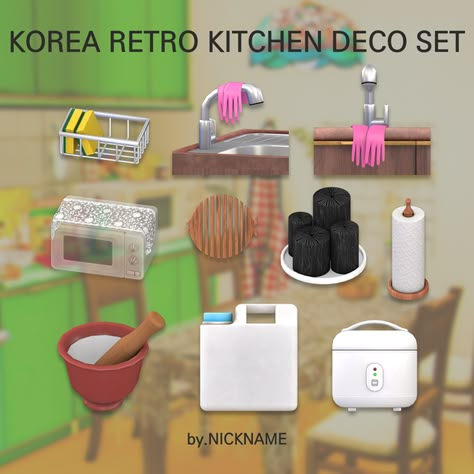 KOREA RETRO KITCHEN DECO SET | Patreon Retro Sims 4 Cc, Cc Sims 4 Clutter, Sims 4 Cc Urban, Cc Mods Sims 4, Sims House Cc, The Sims 4 Home, Sims 4 Clutter Cc, Sims 4 Jewelry Cc, Ts4 Clutter