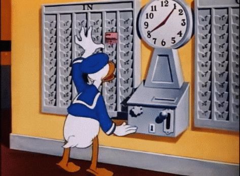 Clock Gif, Donald Duck Vintage, Punch Clock, Walt Disney Animation, Felix The Cats, Time Clock, Daffy Duck, Vintage Cartoon, Cool Cartoons