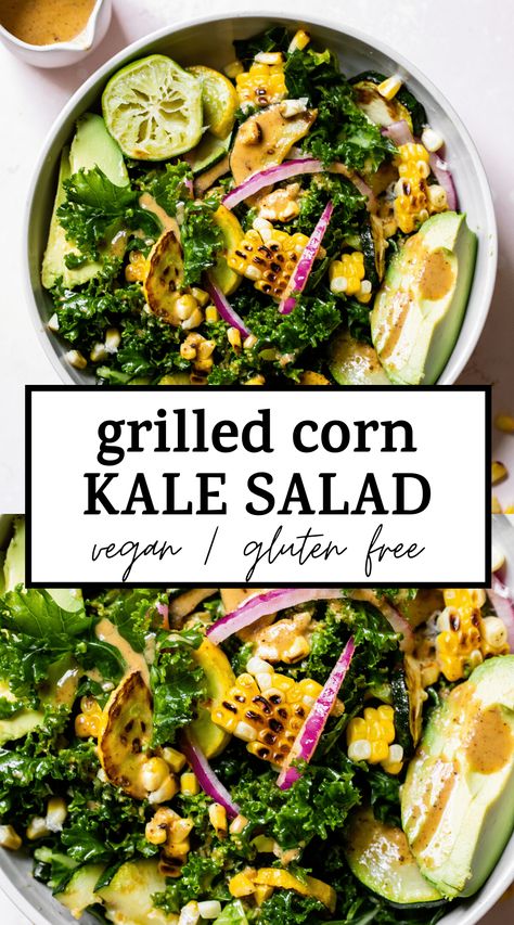 Corn Kale Salad, Easy Homemade Salad, Kale Feta, Easy Homemade Salad Dressing, Easy Homemade Chili, Healthy Corn, Healthy Grilled, Corn Avocado, Grilled Corn Salad