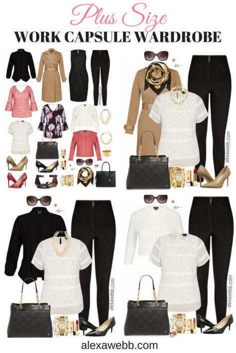 Plus Size Work Capsule Wardrobe – Part IV - Alexa Webb Plus Size Work Capsule Wardrobe, Pinstripe Dress Outfit, Work Capsule Wardrobe, Plus Size Capsule Wardrobe, Work Outfits Frauen, Corporate Life, Work Capsule, Business Clothing, Stylish Plus Size Clothing