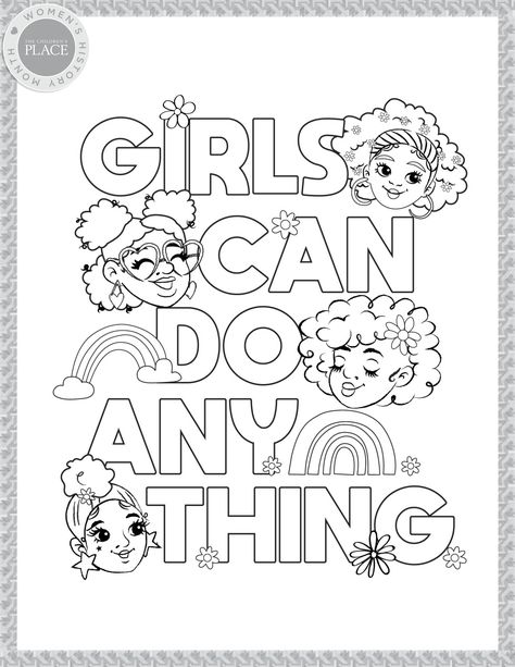 Feminist Coloring Sheets, Womens History, Kid Friendly Crafts, Womens History Month, Color Therapy, Women In History, Kids Activities, Adult Coloring Books, Coloring Sheets