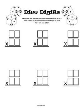 FREE TPT DOWNLOAD! This activity is great for centers, informal assessments, partner work, independent work, and more! By allowing the students to roll the numbers for the multiplication problem, it gives them ownership in the problem. Double Digit Multiplication Games, 2 Digit By 2 Digit Multiplication Games, Double Digit Multiplication Activities, Multiplication Lessons, Double Digit Multiplication, Multiplication Practice, Fifth Grade Math, Math Intervention, Fourth Grade Math