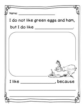 Here is a Dr. Seuss Green Eggs and Ham simple opinion writing prompt. Two options available. Enjoy! Dr Seuss Kindergarten, Dr Seuss Preschool Activities, Kindergarten March, Opinion Writing Activities, Joy School, Dr Seuss Preschool, Dr Seuss Classroom, Dr Seuss Activities, Dr Seuss Crafts