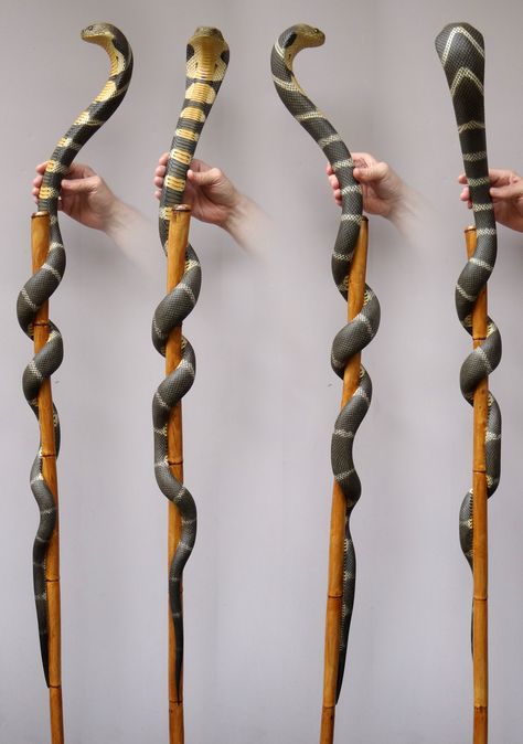 Cobra~Walking Stick #82 by Mike Stinnett Snake Stick, Cool Walking Canes, Unique Walking Sticks, King Snake, Handmade Walking Sticks, Hand Carved Walking Sticks, Wooden Walking Sticks, Dremel Wood Carving, Walking Sticks And Canes