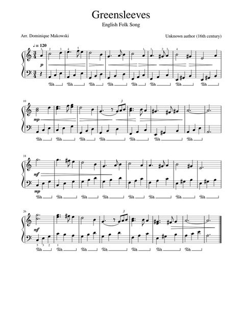 Greensleeves for Piano (easy and beautiful) Sheet music for Piano (Solo) | Musescore.com Easy Violin Sheet Music For Beginners, Easy Piano Sheet Music For Beginners, Greensleeves Piano, Free Piano Sheet Music Printables, Beginner Violin Sheet Music, Popular Piano Sheet Music, Piano Easy, Beginner Piano Music, Free Printable Sheet Music