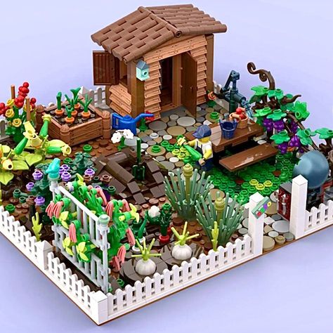 Lego Garden Moc, Lego Pathway, Lego Garden Ideas, Lego Park Ideas, Lego Building Ideas Easy, Lego Town Ideas, Lego Forest, Lego Garden, Lego Fairy