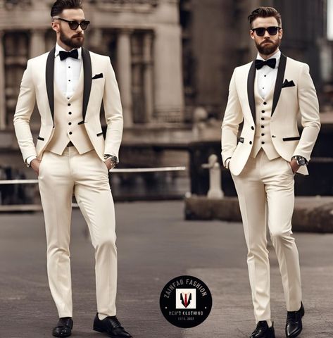 Cream Suits For Men, Trending Suits, Suits For Men Stylish, Engagement Suits, Black Tuxedo Wedding, Tuxedo Suit For Men, Suit For Men Wedding, Designer Tuxedo, Beach Wedding Suits