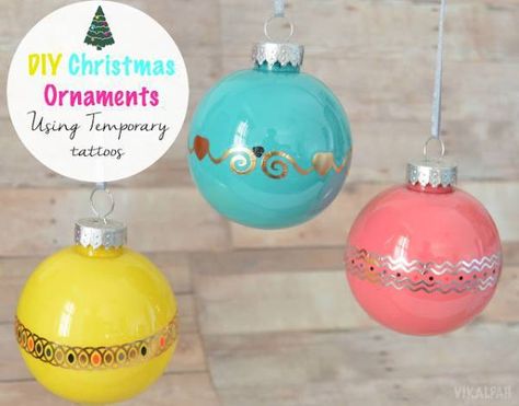 temptatoos Christmas Tree Ornament Crafts, Tattoo Diy, Easy Ornaments, Diy Christmas Ornament, Custom Christmas Ornaments, Diy Tattoo, Easy Christmas Crafts, Creative Things, Christmas Ornaments Homemade