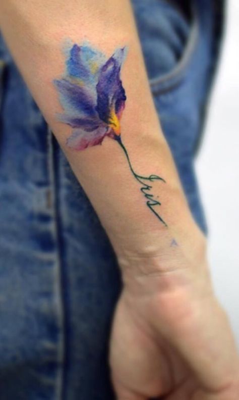 Dainty Flower Tattoos, Iris Flower Tattoo, Blue Flower Tattoos, Iris Tattoo, Foot Tattoos For Women, Tattoos For Women Flowers, Tatuaje A Color, Foot Tattoo, Cover Up Tattoos