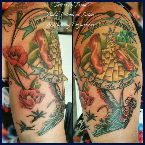 Work in progress Wizard of Oz sleeve Yellow Brick Road Tattoo Ideas, Road Tattoo Ideas, Yellow Brick Road Tattoo, Wizard Of Oz Tattoo Ideas, Wizard Of Oz Quote Tattoo, Wizard Of Oz Tattoo Black And White, Wizard Of Oz Sleeve Tattoo, Tommy Tattoo, Wizard Of Oz Tattoo