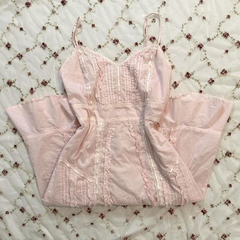 y2k pink coquette midi dress amazing vintage 2000s... - Depop Light Baby Pink, Dress Y2k, Pink Coquette, Y2k Pink, Empire Style, Vintage 2000s, Baby Pink, Pink Dress, Spaghetti Strap