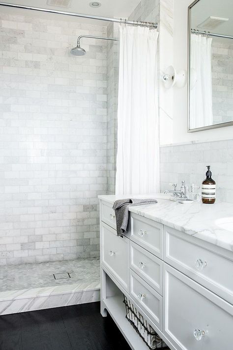 Greenwich Village Brownstone by Katie Martinez // Bathroom Interior Ideas Standing Shower, Large Tile, Bad Inspiration, Subway Tiles, Basement Bathroom, Upstairs Bathrooms, Sarasota Florida, Greenwich Village, Bathroom Renos