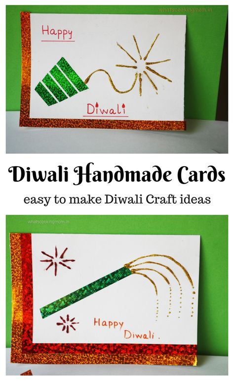 Diwali Activity For Kindergarten, Diwali Chart, Cards For Diwali, Diwali Card Making, Card Making For Kids, Deepavali Greetings Cards, Diwali Craft For Children, Happy Diwali Cards, Diwali For Kids