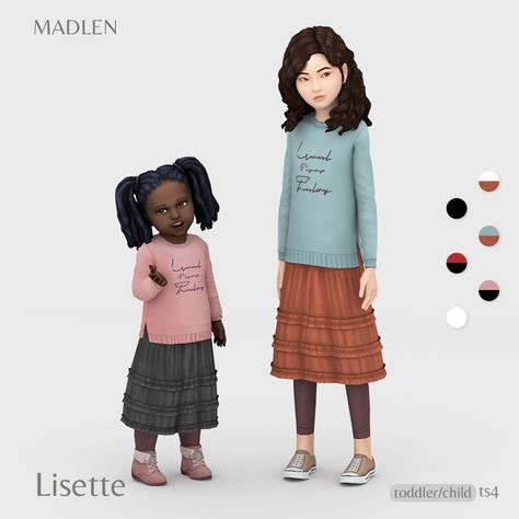 Lisette Outfit | Madlen on Patreon Sims 4 Kids Cc, Sims 4 Toddler Clothes, Kids Maxi, Die Sims 4, Sims Packs, Sims 4 Children, Tumblr Sims 4, Sims 4 Cc Folder, Sims 4 Gameplay