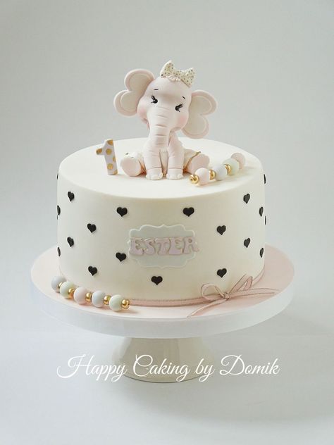 Baby Elephant Cake Created for baby girl Ester on her 1st birthday. Baby Elephant Cake, Birthday Elephant, Baby Shower Cupcakes For Girls, 1st Bday Cake, Elephant Baby Shower Cake, Elephant Cake, Elephant Cakes, 1st Birthday Cakes