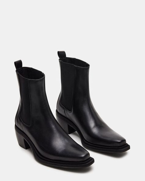 Black leather chelsea boots