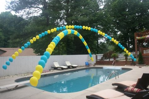 Balloon Arch Over Pool, Sting Of Pearls, Pjs Party, Balloon Arch Frame, Pearl Balloons, Arch Balloon, Filled Balloons, Party Equipment, How To Make Balloon