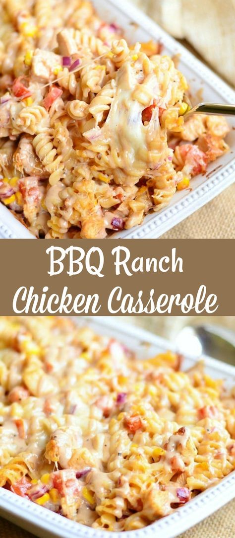 Bbq Ranch Chicken Casserole, Easy Pasta Casserole, Bbq Chicken Pasta, Chicken Tomatoes, Hotdish Recipes, Easy Chicken Casserole Recipes, Ranch Sauce, Ranch Chicken Casserole, Chicken Casserole Easy