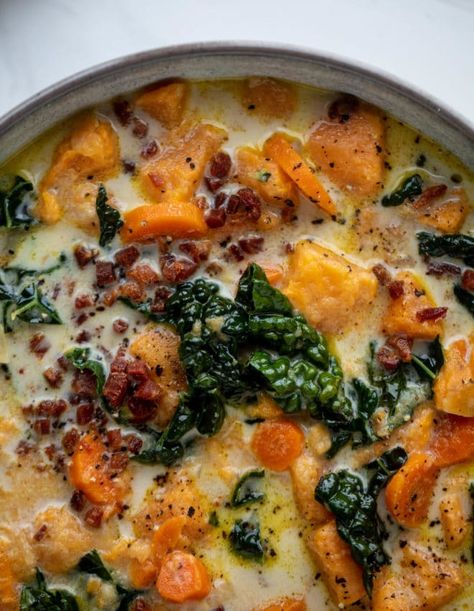 Sweet Potato Chowder - Sweet Potato Chowder Recipe Chowder Soup Recipes, Sweet Potato Chowder Recipe, Potato Chowder Soup, Sweet Potato Chowder, Potato Chowder, Chowder Soup, Chowder Recipe, Tortellini Soup, Chowder Recipes