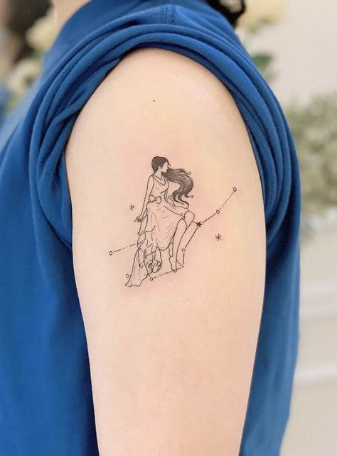 Cute and simple Virgo tattoo by @lottie_tattoo Virgo Elements Tattoo, Virgo The Virgin Tattoo, Virgo Element Tattoo, Virgo Maiden Tattoo, Maiden Tattoo, Couples Zodiac Tattoos, Minimalist Symbols, Wheat Tattoo, Flower Tattoo On Ribs