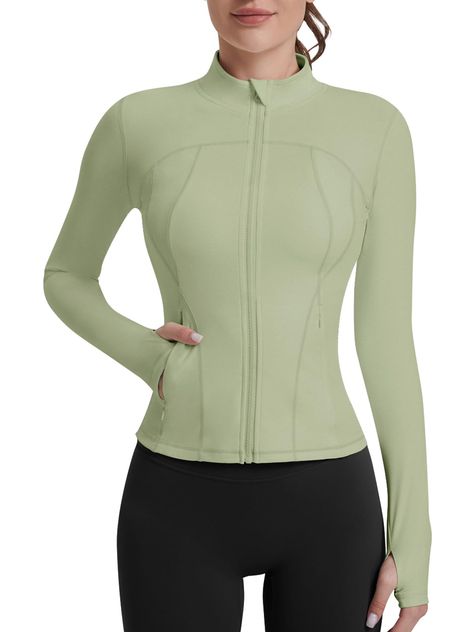 PRICES MAY VARY. 1️⃣Full Zip Up: unique line design,is great for taking on or off. Making this workout shirt jacket athletic, attractive. Long sleeve cropped jacket is slim fit,solid color,moisture wicking, breathable, stretchy, and durable. 2️⃣Thumb Holes and Stand-up collar: Athletic stretchy active shirt jacket with thumb holes keep your sleeves in place. Zip garage won't chafe your chin. blocks the sun with the stand collar and long sleeves. 3️⃣Sportswear Fabric: Ultra-soft and Stretch Fabri Sports Wear Outfits, Hippie Style Clothing, Active Jacket, Track Workout, Workout Outfits, Workout Yoga, Soft Summer, Workout Outfit, Cropped Jacket