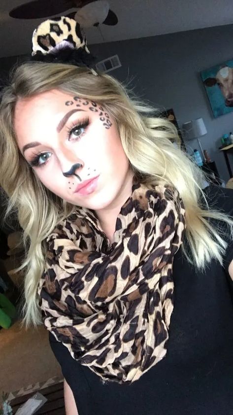 45+ Horrifying Halloween Makeup Ideas for Women - HubPages Womens Leopard Costume, Simple Leopard Makeup, Cheetah Diy Costume Women, Diy Leopard Costume Women, Leopard Halloween Costume Diy, Diy Cheetah Costume Women, Leopard Costume Diy, Zoo Animal Costumes Women, Leopard Face Makeup