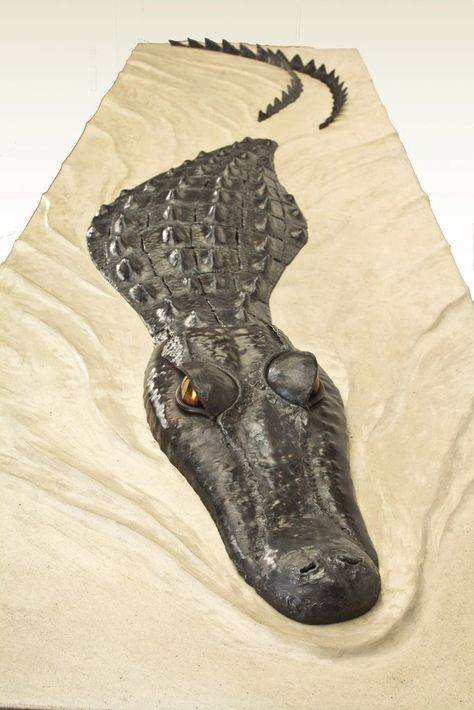 Clay Crocodile, Relief Sculpture Ideas, Alligator Eyes, Hungry Eyes, Sculpture Art Projects, Ancient Mariner, Public Artwork, Fish Sculpture, Relief Sculpture