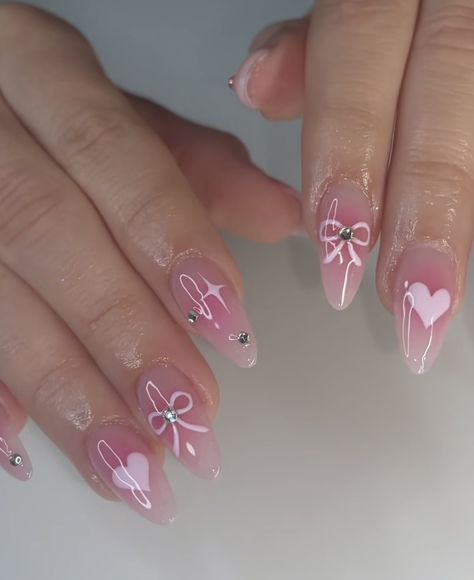 Extension Nails Design, Softgel Nail Extension Design, Nail Art Designs Coquette, Nail Extension Designs, Coquette Nails Pink Bow, Nail Inspiration Coquette, Uñas Coquette, French Coquette, Pink Nails With Bow Charm