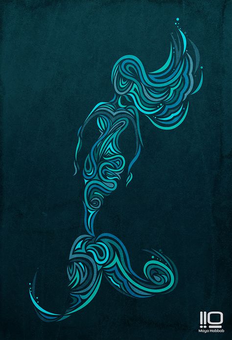 Abstract Mermaid, Mermaid Waves, Water People, Mermaid Drawings, Mermaid Pattern, Cairo Egypt, Cairo, Tulum, Love Art