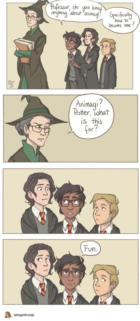 The marauders and McGonagall by wingedcorgi Fanart Harry Potter, Professor Mcgonagall, About Harry Potter, Funny Harry Potter Jokes, Harry Potter Memes Hilarious, Harry Potter Puns, Harry Potter Comics, Harry Potter Ships, Harry Potter Drawings