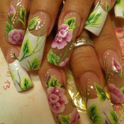 flowers art 90s Flower Nails, Tiger Nails, Y2k Nails, Exotic Nails, Really Cute Nails, Sparkle Nails, Flower Nail Art, Flowers Art, Dream Nails