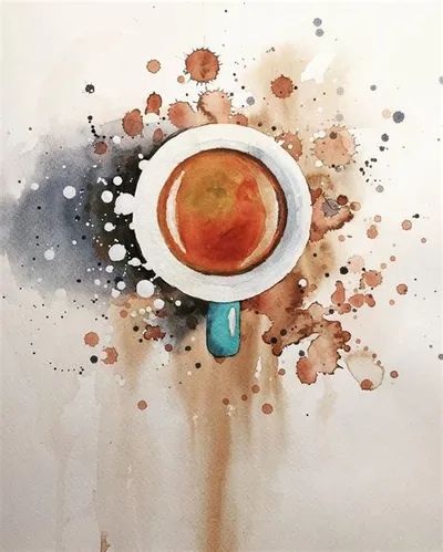 Coffee art lovers will find a whole lot to love in the images that follow... Coffee Watercolor, Art Cafe, Watercolor Art Paintings, Coffee Painting, Art Videos Tutorials, Abstract Watercolor Art, Painting Subjects, Watercolor Paintings Easy, Acrylic Painting Tutorials