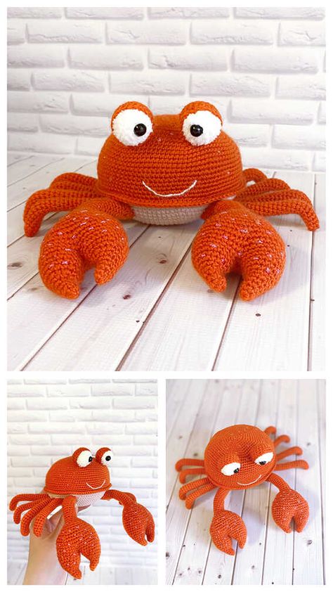 Amigurumi Crab Crochet Free Pattern Free Crochet Crab Pattern, Crab Amigurumi Free Pattern, Crab Crochet Pattern Free, Crochet Crab Pattern Free, Crab Crochet Pattern, Amigurumi Crab, Crab Crochet, Octopus Crochet Pattern Free, Football Crochet