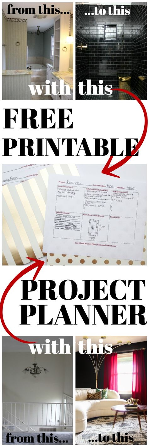 Free Printable Project Planner for Room Makeovers Manifestion Journal, Budget Room Makeover, Printable Project Planner, Arc Planner, Project Planner Printable, Room Makeover Ideas, Free Calendars, Diy Project Ideas, Household Binder