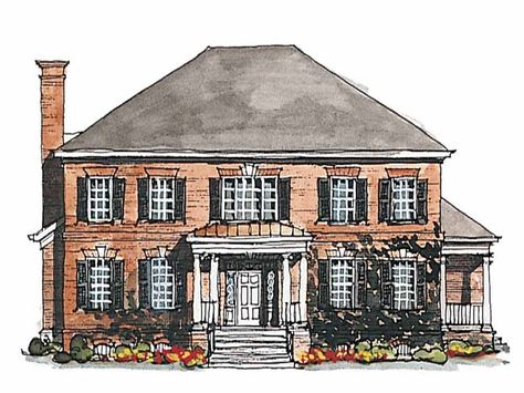 Georgian House Plan with 3380 Square Feet and 4 Bedrooms(s) from Dream Home Source | House Plan Code DHSW42580