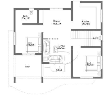 This simple 2 bedroom floor plan with roof deck is having a total floor area of 75 square meters of the main floor not including the roof deck area. 1200sq Ft House Plans, Bungalow House Floor Plans, Modern Bungalow House Plans, 2 Bedroom Floor Plans, Single Storey House Plans, Bedroom Floor Plan, Single Floor House Design, Simple Floor Plans, Bungalow Floor Plans